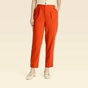 A New Day Spice Orange Pleated Front High Rise Stretch Pants
